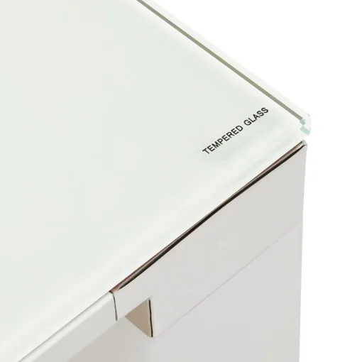 Petit bureau droit design 'XLINE' en verre blanc