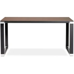 Petit bureau droit design 'XLINE' en bois finition Noyer et métal noir