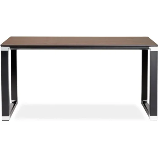 Petit bureau droit design 'XLINE' en bois finition Noyer et métal noir