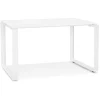 Petit bureau droit design 'BAKUS' en verre et métal blanc