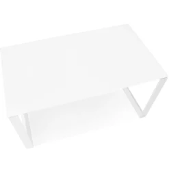 Petit bureau droit design 'BAKUS' en verre et métal blanc