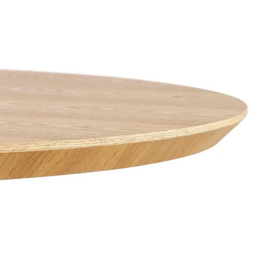 Petite table à diner 'BASTILLE' ronde en bois finition naturelle et fonte blanche