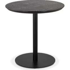 Petite table à diner 'DEXTER' ronde en bois noir et métal noir