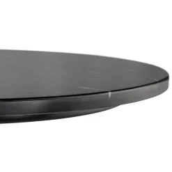 Petite table bistrot ronde 'TOMY' en pierre effet marbre et métal noir