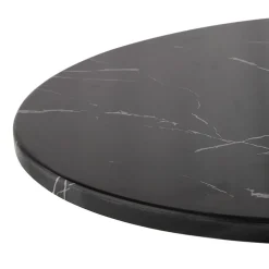 Petite table bistrot ronde 'TOMY' en pierre effet marbre et métal noir