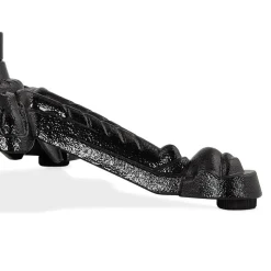 Petite table bistrot ronde 'MARAY' style rustique en pierre blanche effet marbre et métal noir