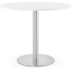 Petite table de bureau ou à diner ronde 'DALLAS' blanche