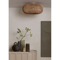 Plafonnier Arizona Rotin abat-jour naturel