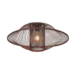 Plafonnier Maui bambou abat-jour bordeaux