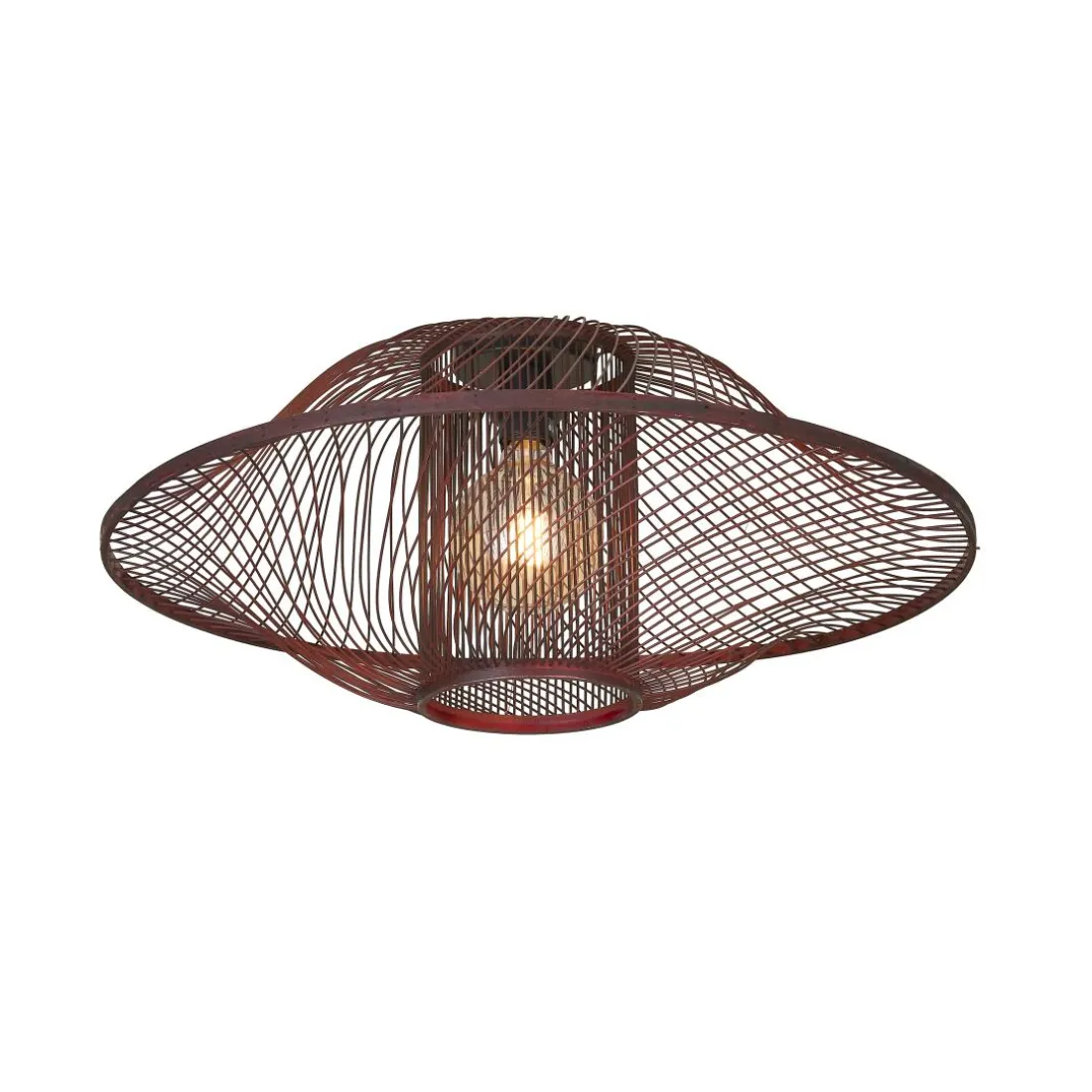 Plafonnier Maui bambou abat-jour bordeaux