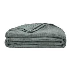 Plaid en gaze de coton 120 gr/m2, Jazzy Sauge,130x170