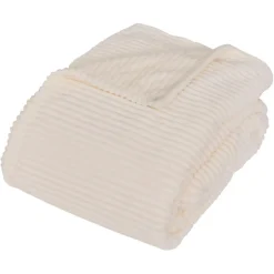 Plaid flanelle côtelé Arum 240x220cm - ivoire