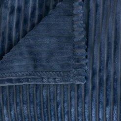 Plaid flanelle côtelé Arum 240x220cm - bleu encre