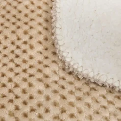 Plaid flanelle effet sherpa Lyno 170x130cm - beige lin