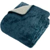 Plaid flanelle effet sherpa Lyno 170x130cm - bleu