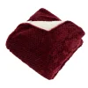 Plaid flanelle effet sherpa Lyno 170x130cm - rouge grenati