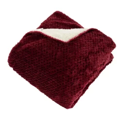 Plaid flanelle effet sherpa Lyno 170x130cm - rouge grenati
