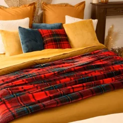Plaid flanelle imprimé Brody 230x180cm - rouge