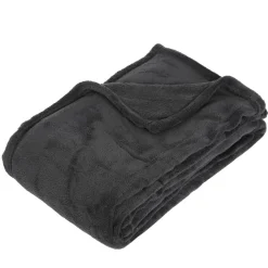 Plaid microfibre gris foncé 130x180