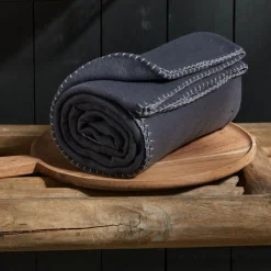 Plaid Polaire en Polyester 220 x 240 BIEN AU CHAUD Fusain