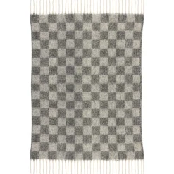 Plaid recyclé Isabel damier Ardoise 130 x 160