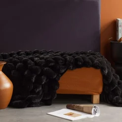 Plaid Ribbed en Polyester 130 x 180 MOKA Reglisse