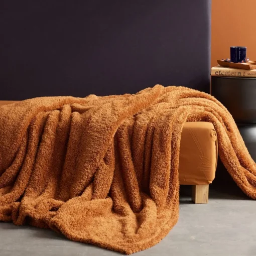 Plaid Teddy en Polyester 130 x 180 MOKA Caramel