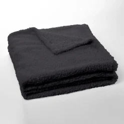 Plaid Teddy en Polyester 130 x 180 BIEN AU CHAUD Fusain
