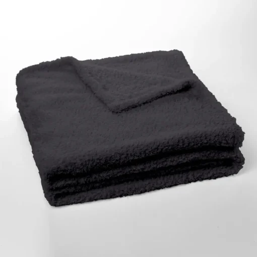 Plaid Teddy en Polyester 130 x 180 BIEN AU CHAUD Fusain