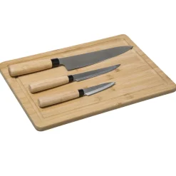 Planche à découper avec couteaux en bambou