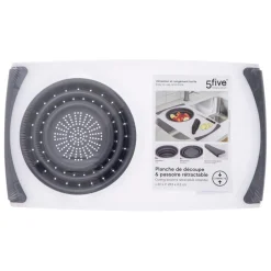 Planche à découper avec passoir retractable en plastique et silicone