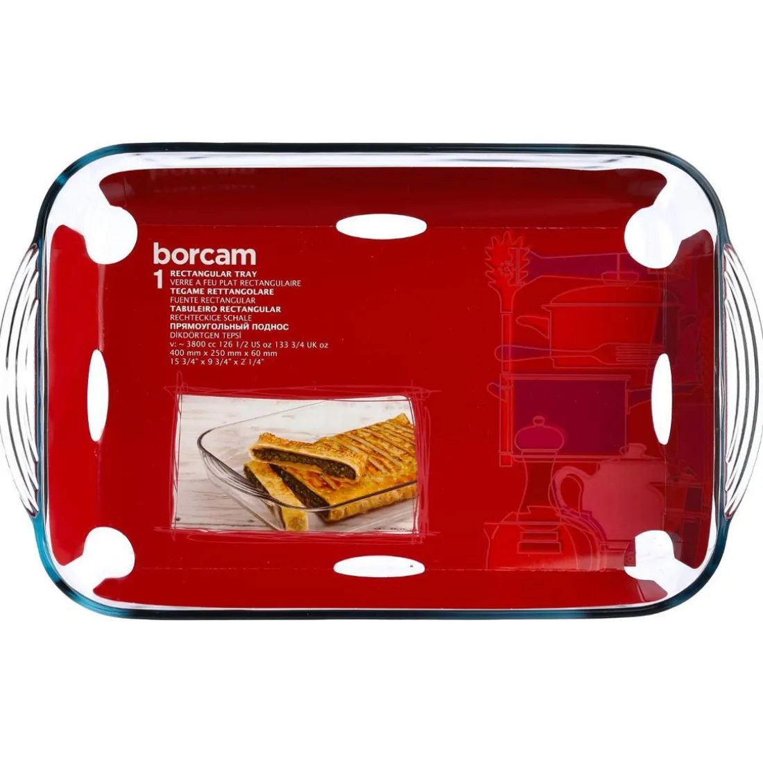 Plat rectangulaire en verre 40x25x6cm