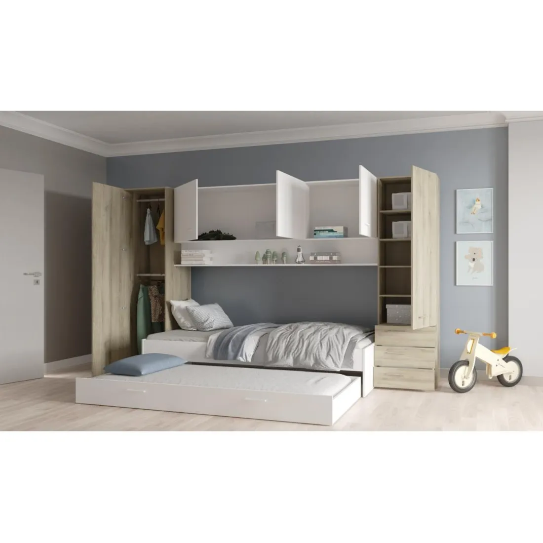 Pont 2 + 3 Portes , 3 tiroirs Tidy