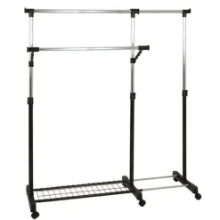 Portant à vetement double tringle métal et plastique