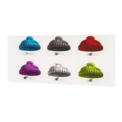 Portant à vetement mural en verre trempé avec motifs bonnets imprimés et 6 crochets optique inox