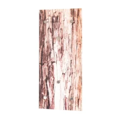 Portant à vetement mural en verre trempé avec motif écorce imprimé et 6 crochets en optique inox