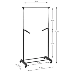 Portant en acier hauteur ajustable par poignée noir