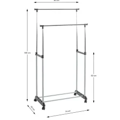 Portant sur roulettes double rangée noir