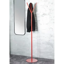 Porte manteau en métal avec 3 crochets rouge