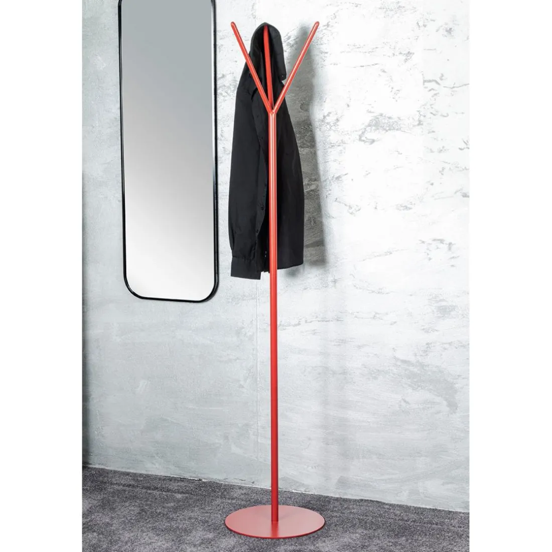 Porte manteau en métal avec 3 crochets rouge