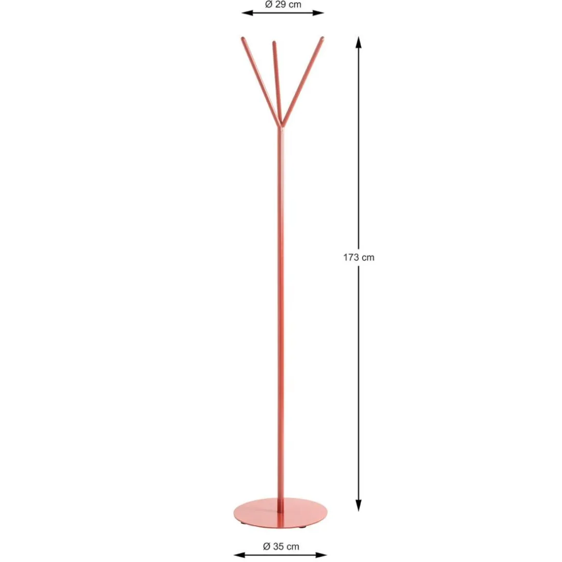 Porte manteau en métal avec 3 crochets rouge