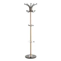 Porte manteau en métal décor chêne et pied marbre noir