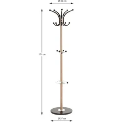 Porte manteau en métal décor chêne et pied marbre noir