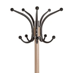 Porte manteau en métal décor chêne et pied marbre noir