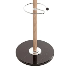 Porte manteau en métal décor chêne et pied marbre noir