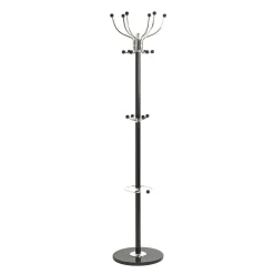 Porte manteau en métal noir et chrome pièd marbre