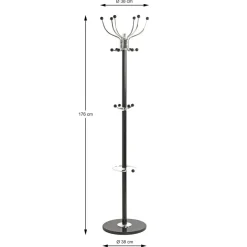 Porte manteau en métal noir et chrome pièd marbre