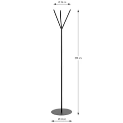 Porte manteau en métal noir et 3 crochets vestiaire