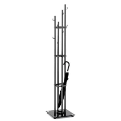 Porte manteau porte parapluie en acier avec socle en verre trempé