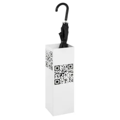 Porte parapluies avec code QR découpé abstrait en Métal laqué Blanc